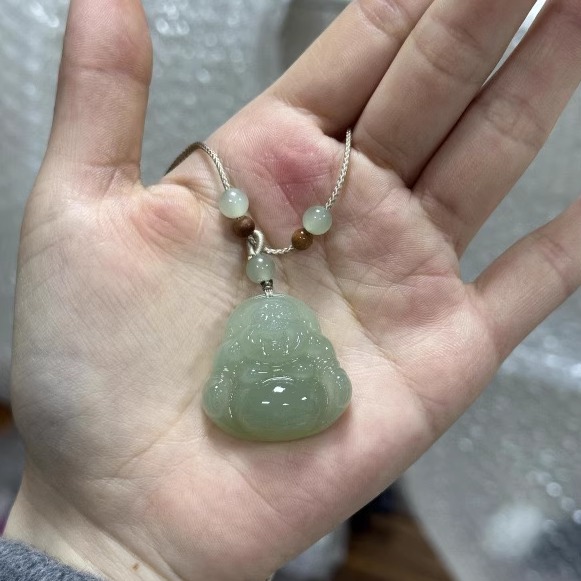 天然和田玉佛吊坠女玉石弥勒佛像佛公项链挂件玉佩玉坠大肚笑佛女