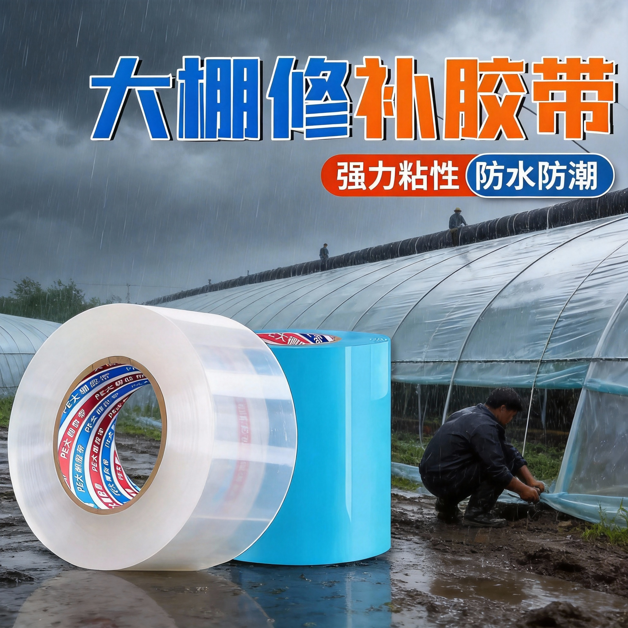 大棚膜修补专用胶带加厚抗老化防晒50米高粘性防水耐寒款修复胶布,农机/农具/农膜,绑枝机专用胶带,淘宝优惠券,粉丝福利购,淘宝优惠卷