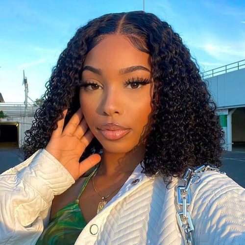 13X4 Lace Frontal Jerry Curly Bob Human Hair Wigs 真人发发套