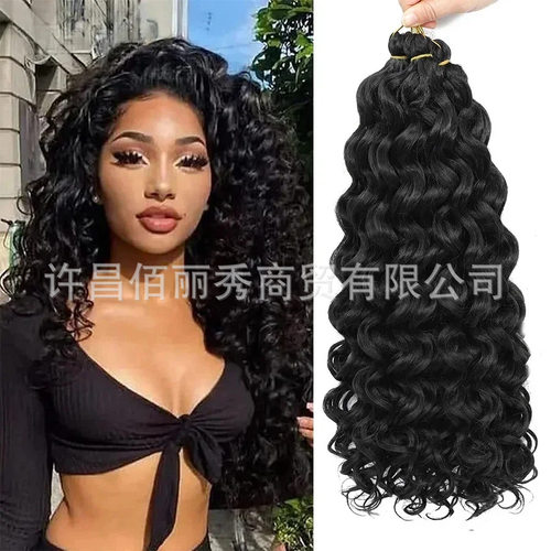 化纤钩针发gogo curl crochet hair多尺寸波纹假发