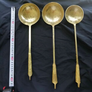 铜勺黄铜材质盛汤勺家用炒菜老师傅经典手工制作蛋饺勺无涂层耐用