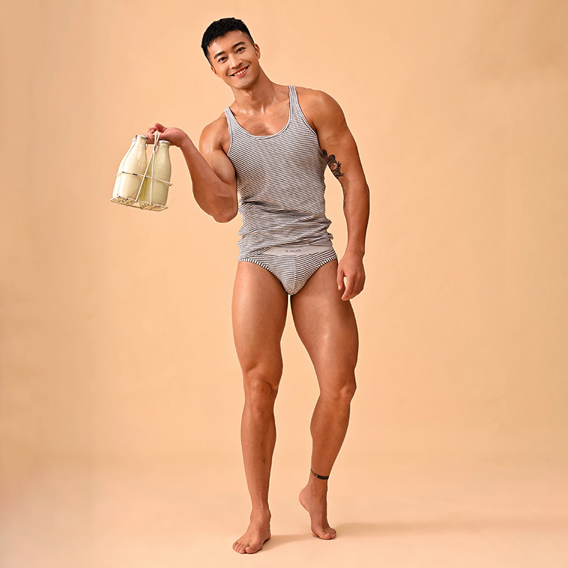 U- TOUCH Chaopai man stripe Youth Low-waisted vest suit Trend sexy pure cotton triangle Underwearin the Lingerie/Men's underwear/Tracksuit , Briefs  category - from Buy2taobao.com to provide professional Taobao agent buy service