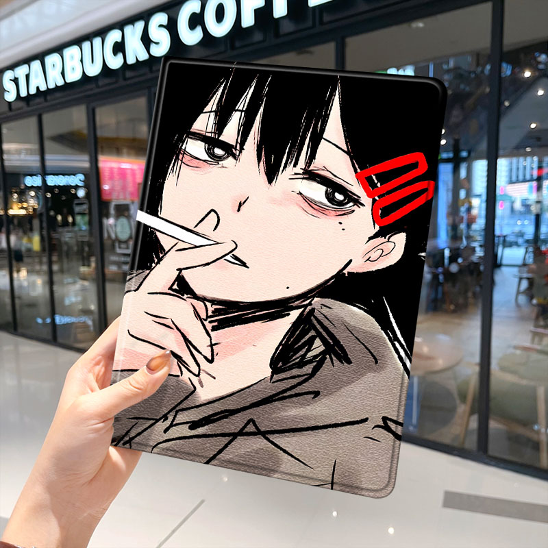 电锯人华为平板matepad11保护套v8pro壳m6带笔槽vivopadair荣耀8畅享2三折7小米6适用5pro六oppo红米se2023五