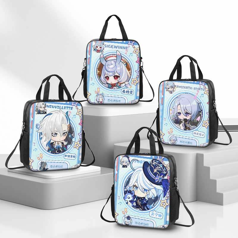 原神Q版芙宁娜补习袋高颜值男孩小学生作业手提袋女学生拎书袋初中生补课包帆布包儿童美术袋手提包女生胡桃