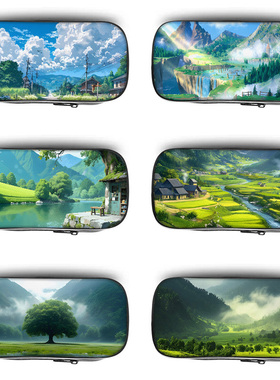 绿色护眼风景笔袋高颜值ins风小学生铅笔盒女生2025新款超火文具袋初中生笔盒学生文具盒儿童网红爆款大容量