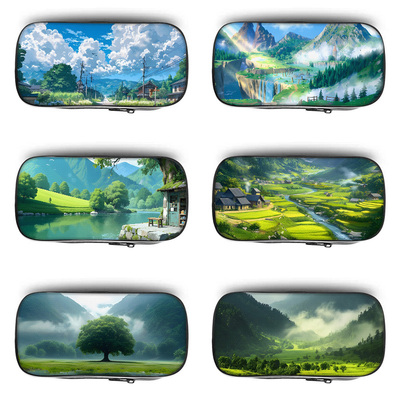 绿色护眼风景笔袋高颜值ins风小学生铅笔盒女生2025新款超火文具袋初中生笔盒学生文具盒儿童网红爆款大容量