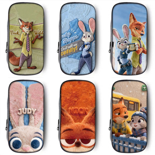 毛绒尼克朱迪笔袋小学生铅笔盒2026新款超火文具袋初中生笔盒学生文具盒儿童网红爆款大容量男孩女生女孩周边