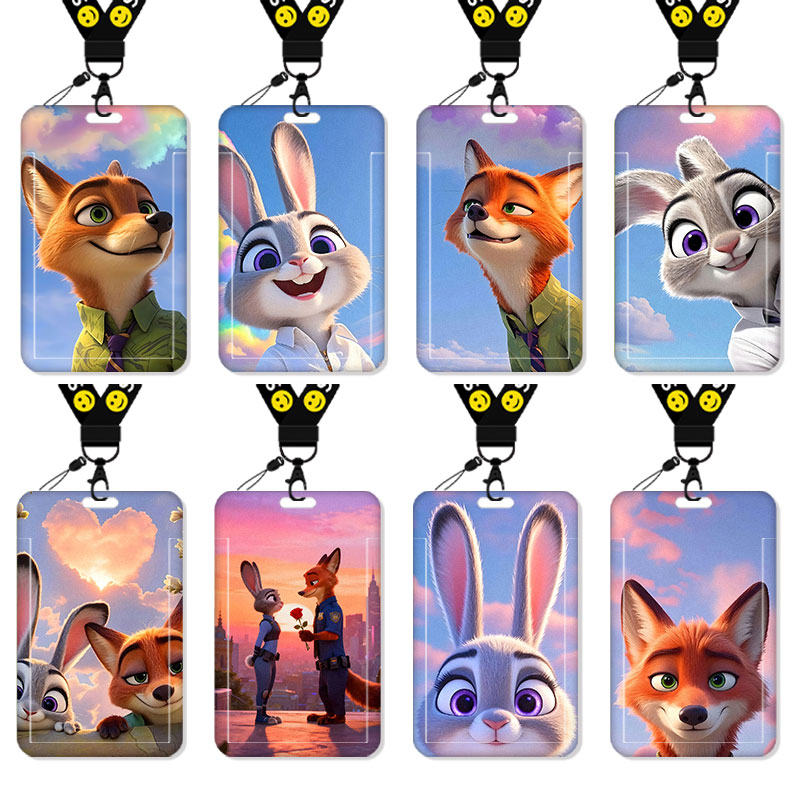 疯狂动物城朱迪尼克卡套高颜值饭卡校园卡保护套公交卡学生水卡证件小卡片套工作证工牌证件套校牌二次元挂绳