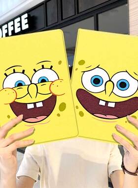 海绵宝宝抽象ipad10保护套pro2024款11寸5苹果air7平板mini6壳4迷你3适用2三折2020带笔槽8第9代2021表情2018