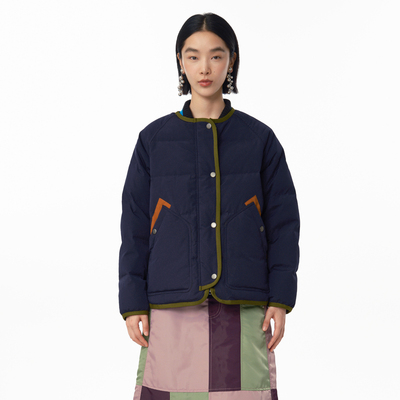 MOVEUP幻走2024冬季新款.FUN系列圆领撞色包边师短款轻薄羽绒服女