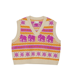 MOVEUP幻走2023冬季新款.FUN系列V领提花组织设计师毛织马夹女