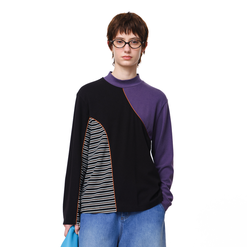 半高领、撞色拼接、手感柔软