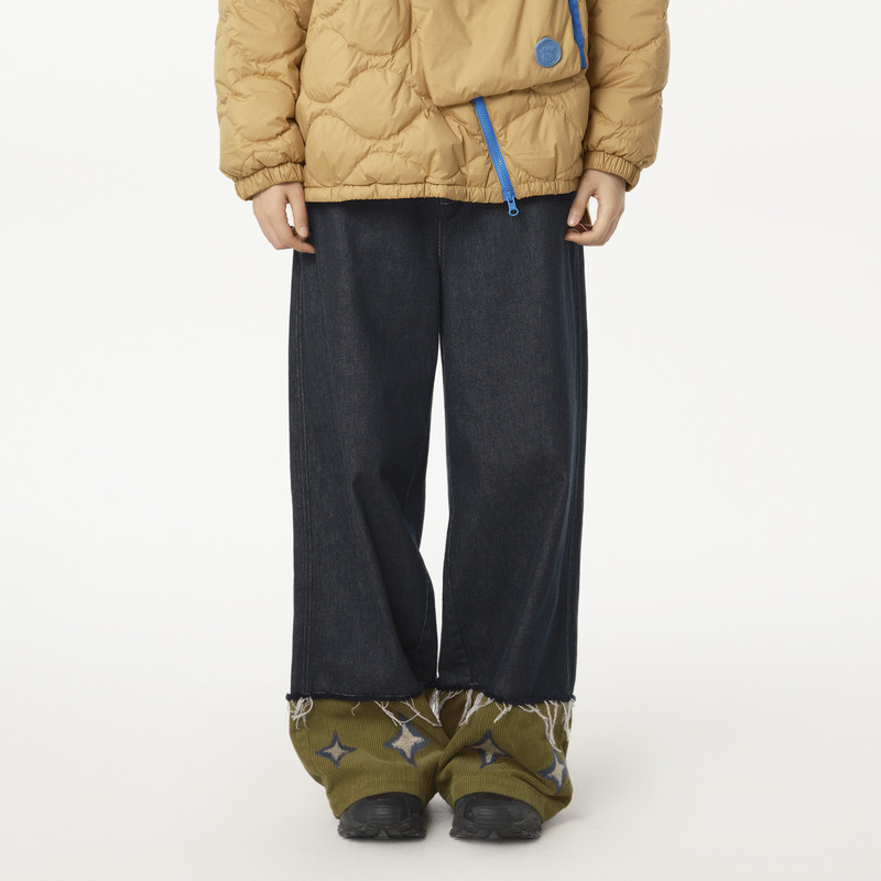 松紧腰 口袋 撞布绣花