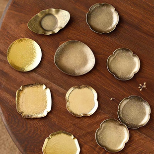 中式手工纯铜杯垫锤纹复古杯托隔热防滑圆形茶托杯碟功夫茶具配件