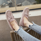 羊毛孕妇保暖棉鞋 AΖUGGОNE澳洲皮毛一体豆豆鞋 女冬加绒毛毛瓢鞋