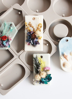 美沐儿 diy香薰蜡片硅胶模具 六连组合三圆三花DIY石膏挂牌模具