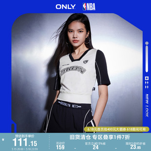 印花字母拼色短款 NBA联名款 T恤女 新款 ONLY奥莱夏季