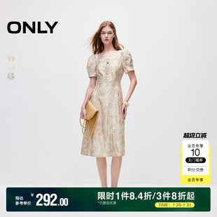 甜美可爱印花收腰绑带泡泡袖 ONLY奥莱夏季 连衣裙女