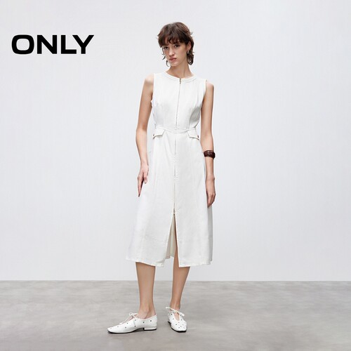 ONLY水洗圆领无袖牛仔裙连衣裙