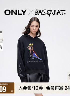 【ONLY奥莱】春夏新款BASQUIAT联名纯棉宽松连帽卫衣女