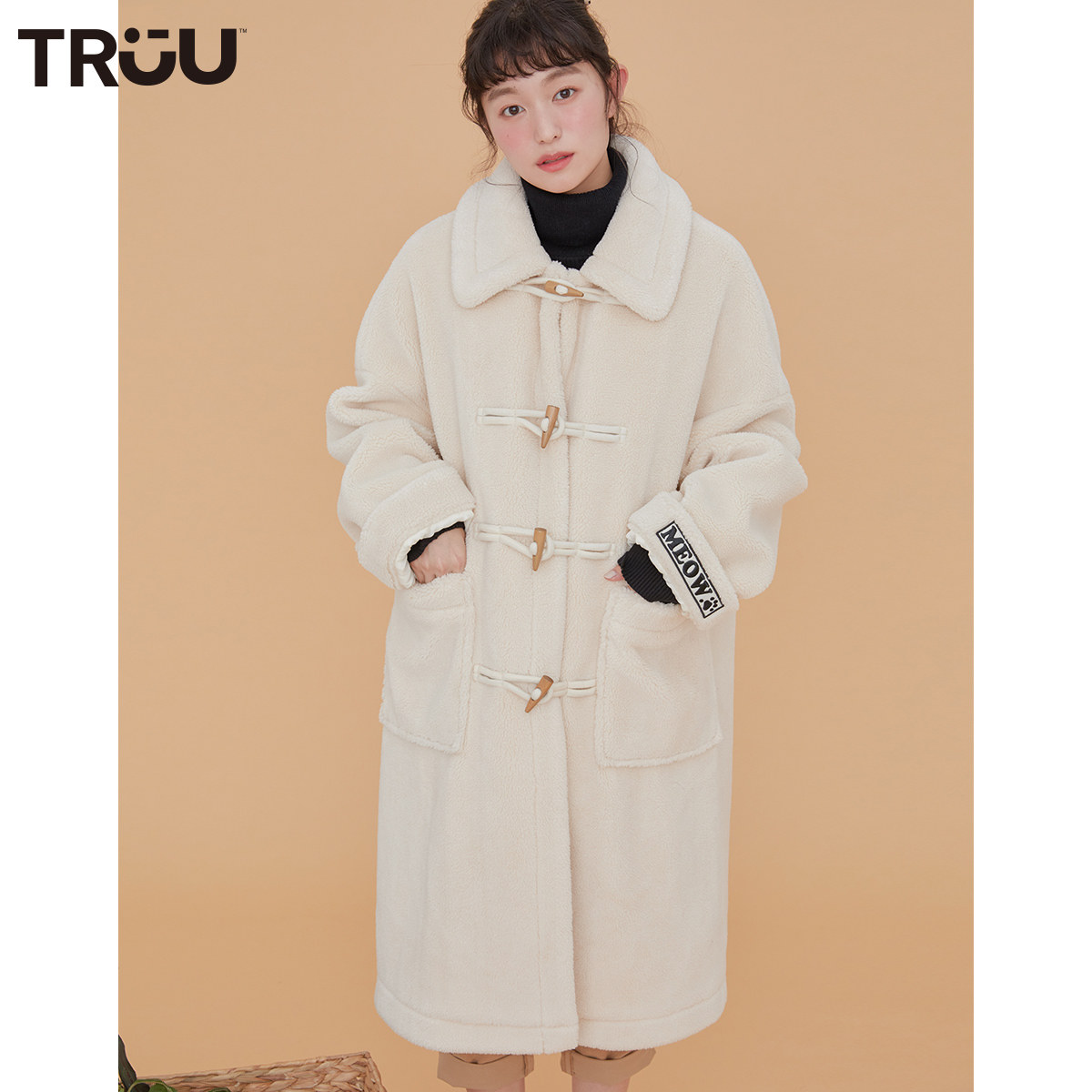 TRUU秋季新款长款棉服羊羔绒手感外套女|T19322514