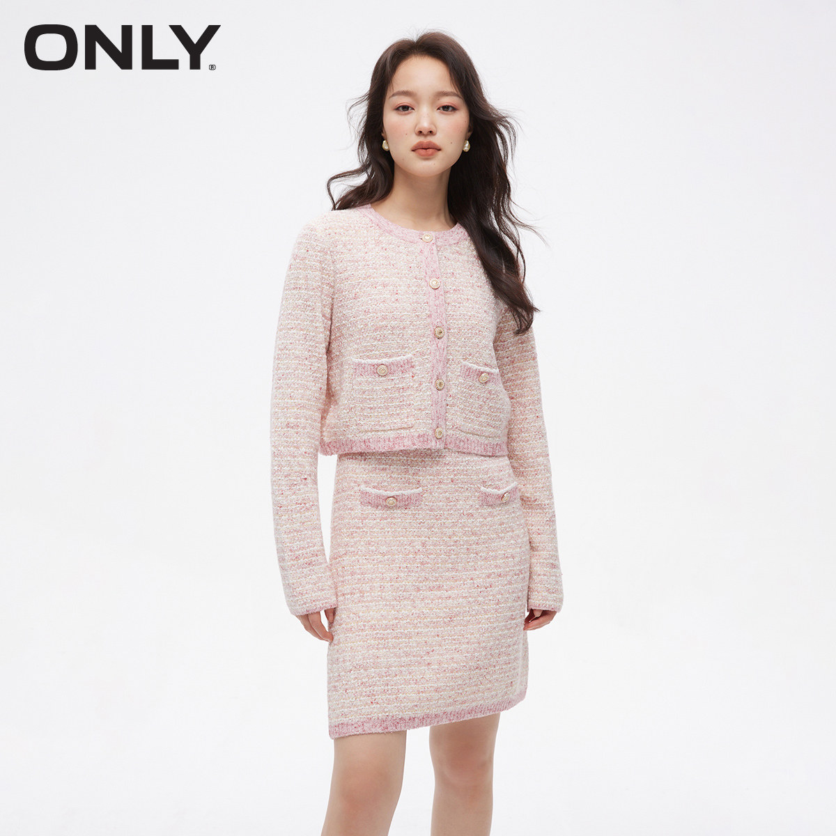 【ONLY奥莱】春夏新款时尚装饰口袋针织短款套装连衣裙女