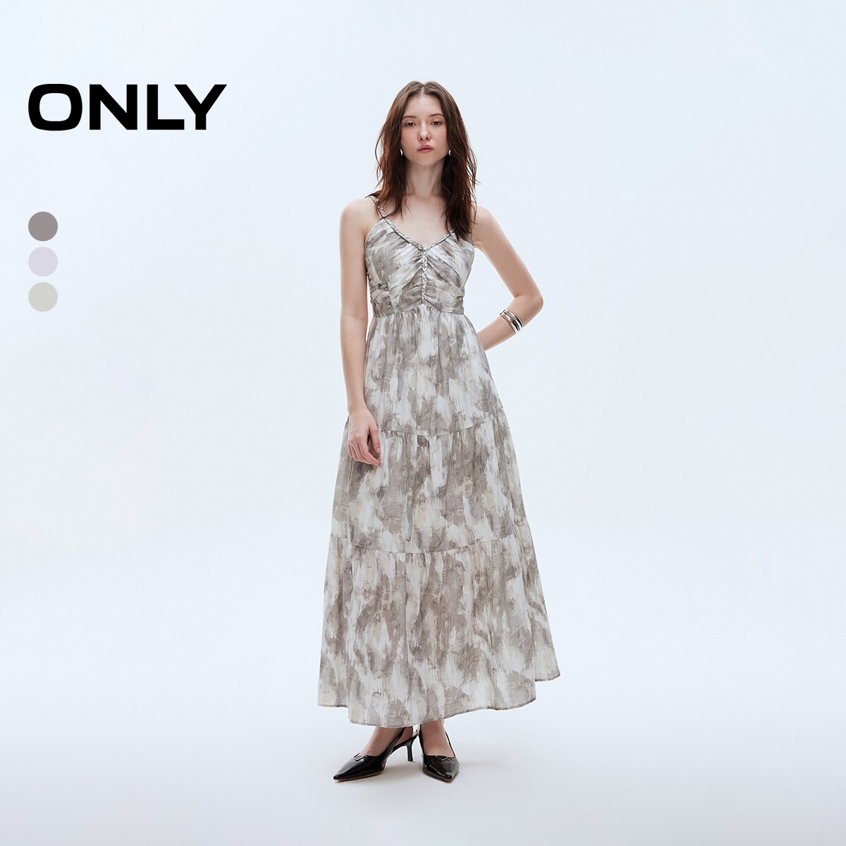 【ONLY奥莱】夏季新款优雅度假风晕染印花吊带长裙仙女裙连衣裙女