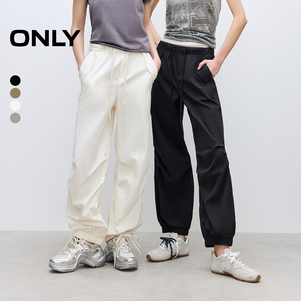 【ONLY奥莱】春季新款休闲运动风宽松长款直筒束脚休闲裤女