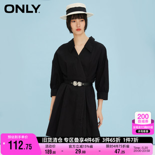 连衣裙女 翻领收腰牛仔衬衫 短款 ONLY奥莱夏季 时尚