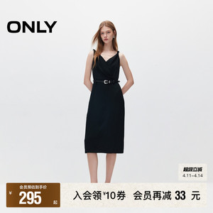 【ONLY奥莱】春季新款质感立体修身V领收腰吊带连衣裙女