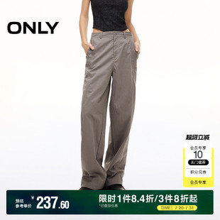 腳抽繩寬松直筒褲 長(zhǎng)褲 新款 休閑褲 女 潮流機(jī)能風(fēng)褲 ONLY奧萊2025夏季