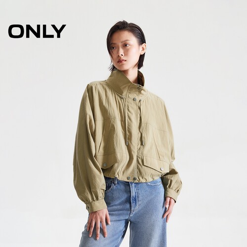 ONLY立领纯色短款夹克外套