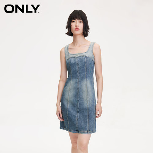 ONLY短款吊带牛仔连衣裙