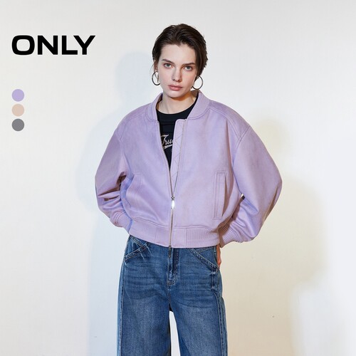ONLY双向拉链斜插口袋落肩外套