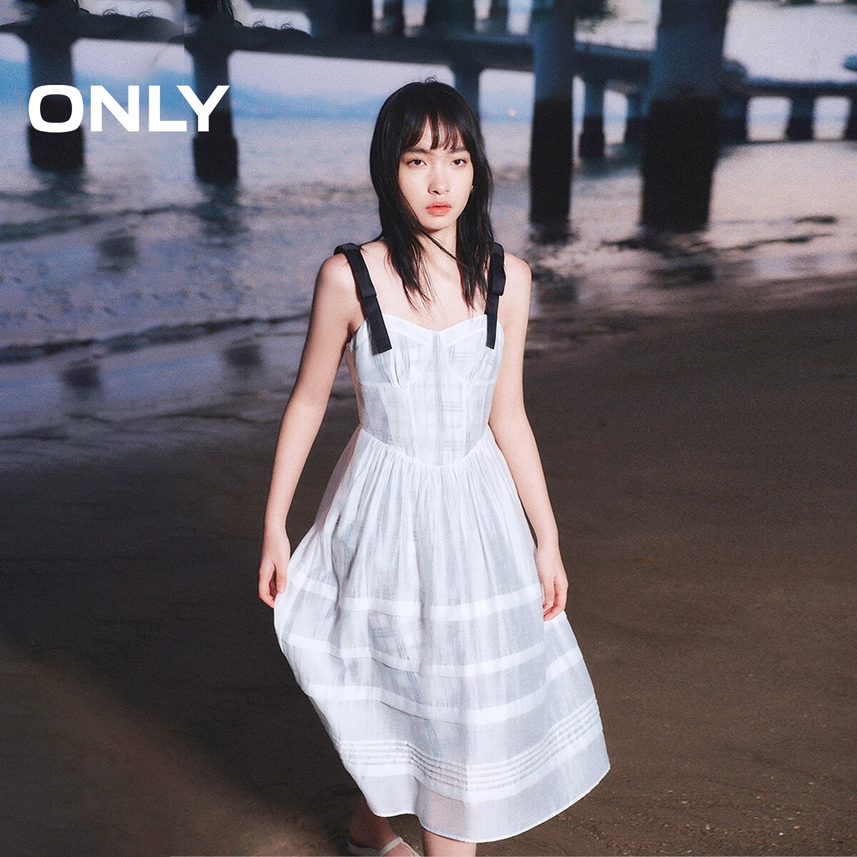 【ONLY奥莱】夏季新款甜美时尚蝴蝶结吊带蛋糕裙连衣裙女