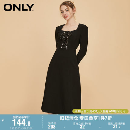 ONLY奥莱夏季时尚系带中长款挺括西装连衣裙女