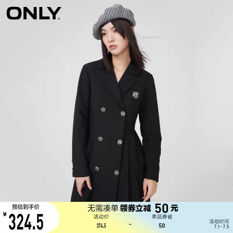 ONLY奥莱夏季时尚潮流学院风短款长袖西装连衣裙女
