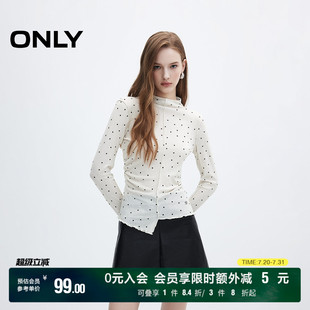 波点半高领长袖 甜美风百搭修身 ONLY奥莱 T恤女 夏季