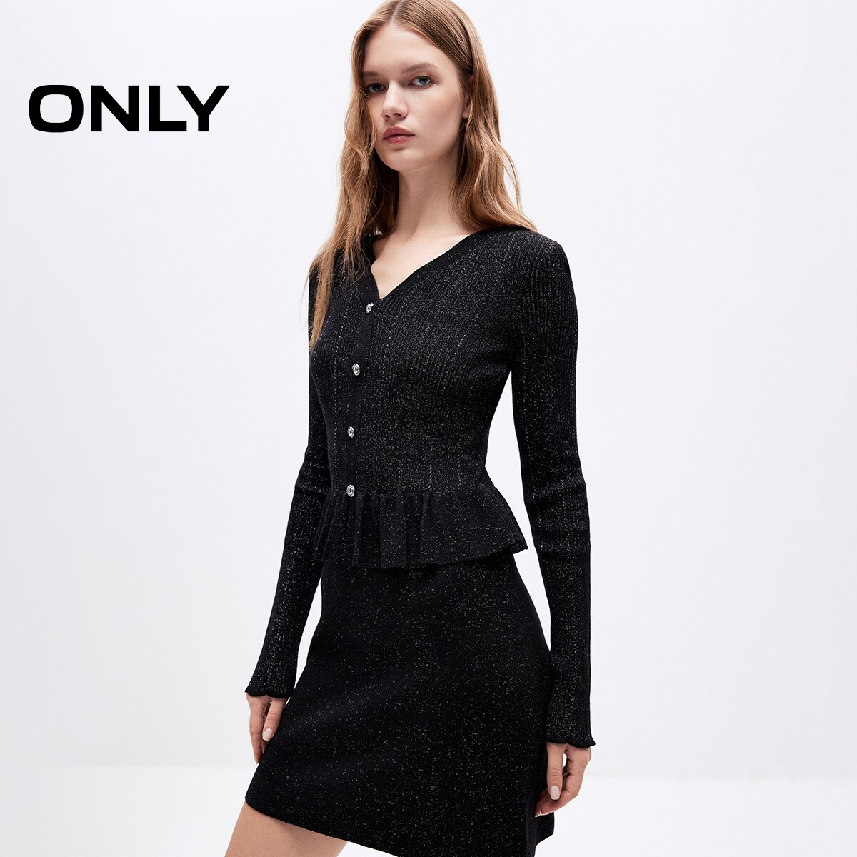 ONLY含绵羊毛假两件短裙连衣裙女图片