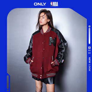 【ONLY奥莱】秋季新款NBA联名款含羊毛宽松双面毛呢外套女