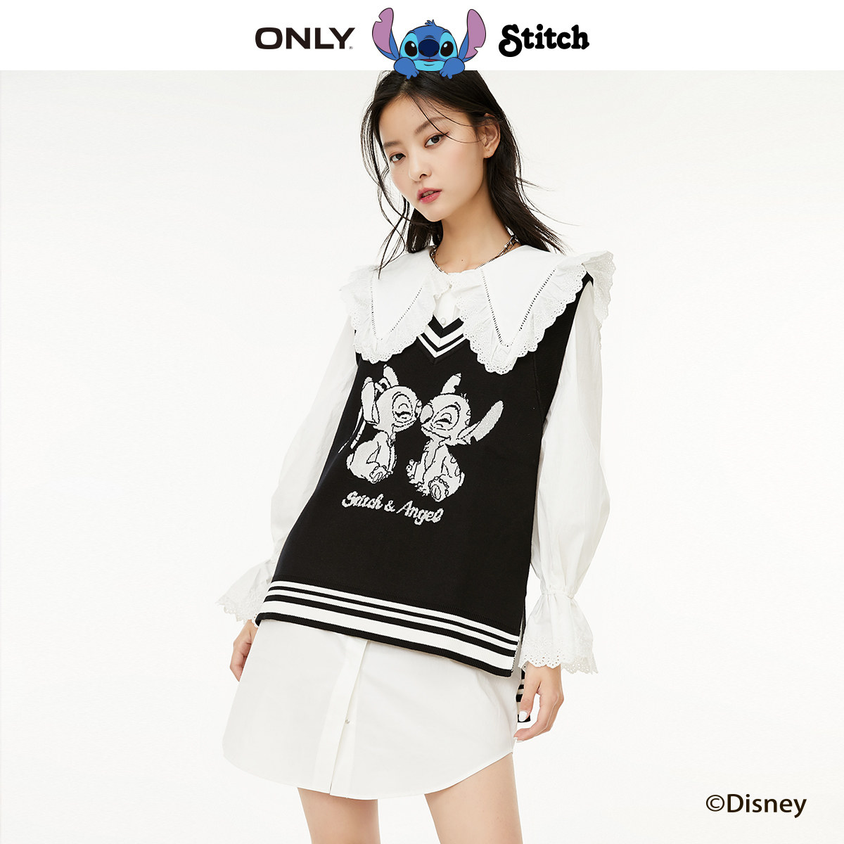 ONLY2021冬季新款迪士尼史迪奇联名休闲两件套连衣裙女|121107164