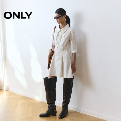 ONLY撞色明线短裙牛仔连衣裙