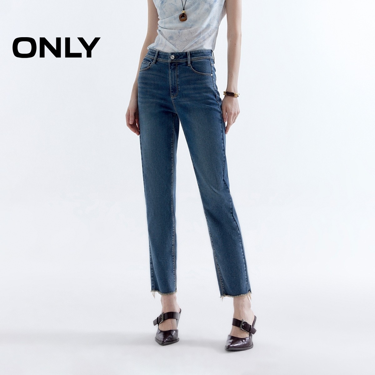 ONLY2025秋冬新款脚口毛边高腰弹力修身显瘦九分直筒裤牛仔裤女,女装/女士精品,牛仔裤,淘宝优惠券,粉丝福利购,淘宝优惠卷