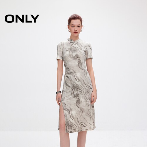 ONLY盘扣收腰针织短袖连衣裙