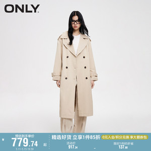 ONLY奥莱春季新款时尚百搭双排扣宽松中长款风衣外套女