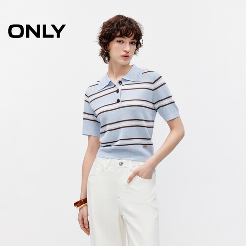 ONLY纽扣半开领口学院风针织衫