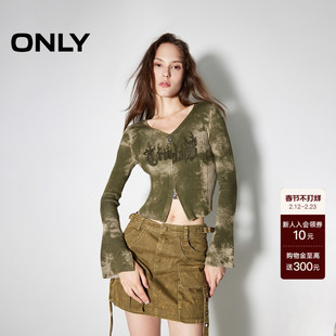 【ONLY奥莱】春季新款潮流修身短款V领开衫毛衣针织衫女