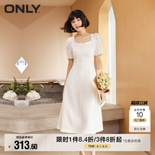 中长款 气质复古方领泡泡袖 ONLY奥莱 连衣裙女 夏季