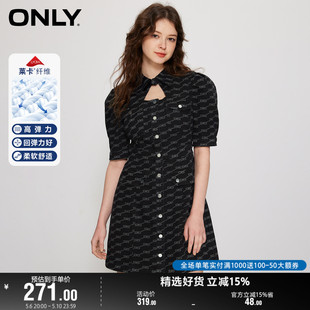 牛仔连衣裙女 ONLY奥莱莱卡面料泡泡袖 短款