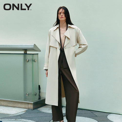 ONLY绑带口袋风衣外套